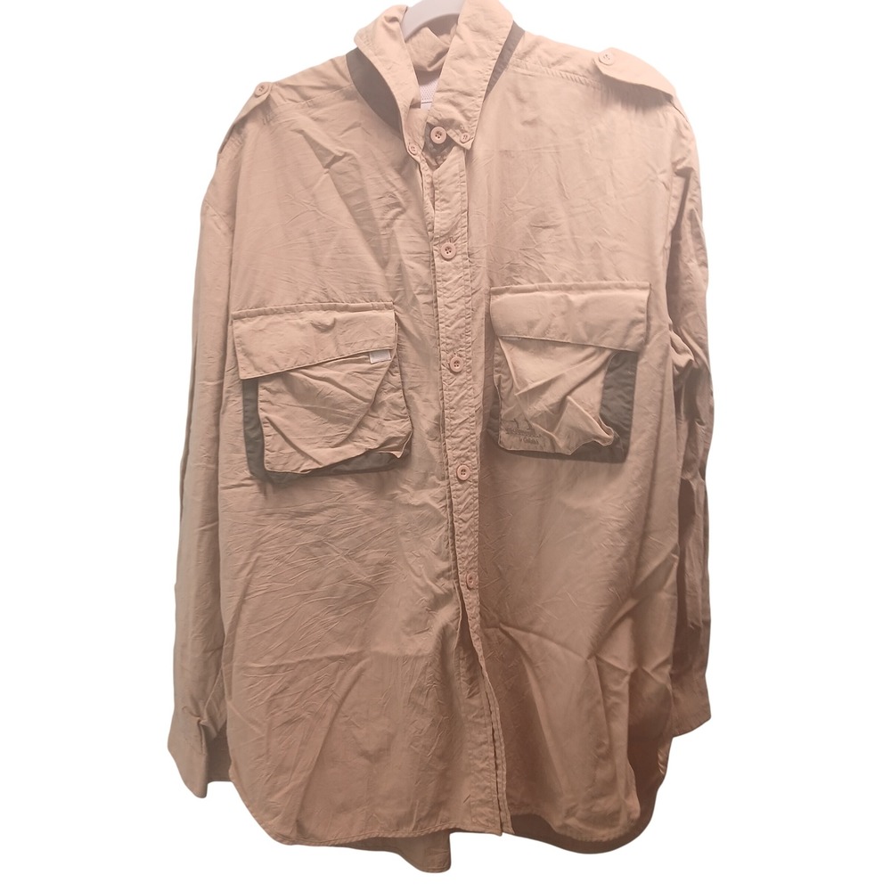 GuideWear Cabelas Mens Khaki‎ Long Sleeve Utility Fishing Shirt Size XL